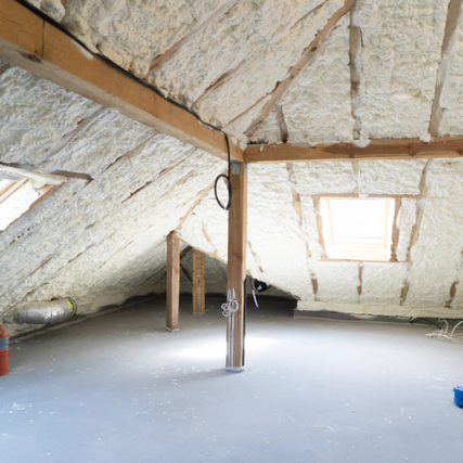 InsulationInsulation installed in walls of an attic.